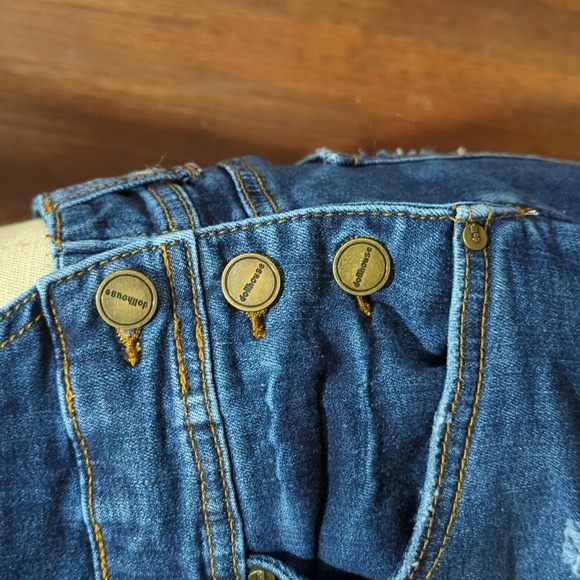 Dollhouse Distressed Jean Overall shorts - Picture 2 of 3